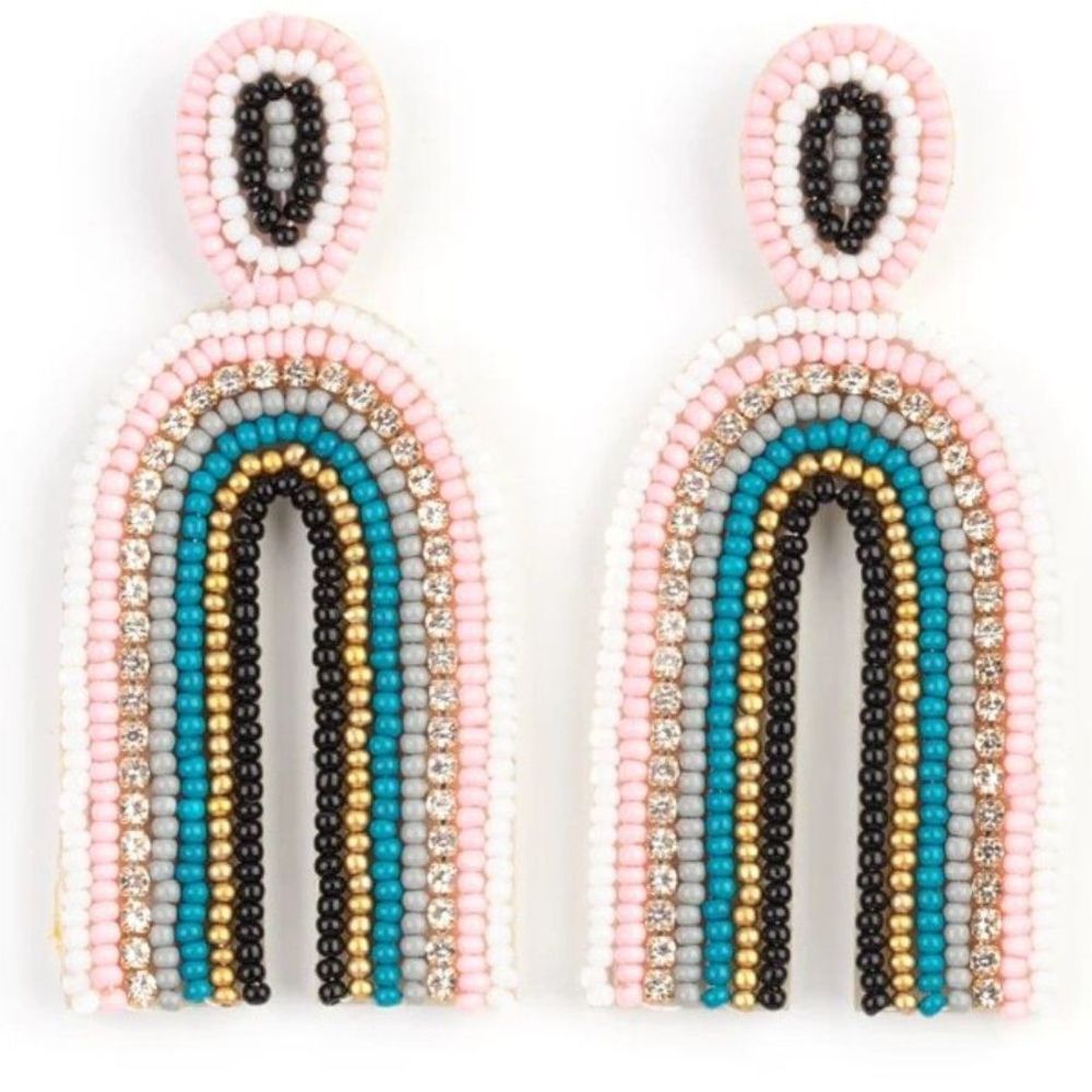Paparazzi "Rainbow Remedy" Multi Earrings Colored Seed Beads Rhinestone Earrings